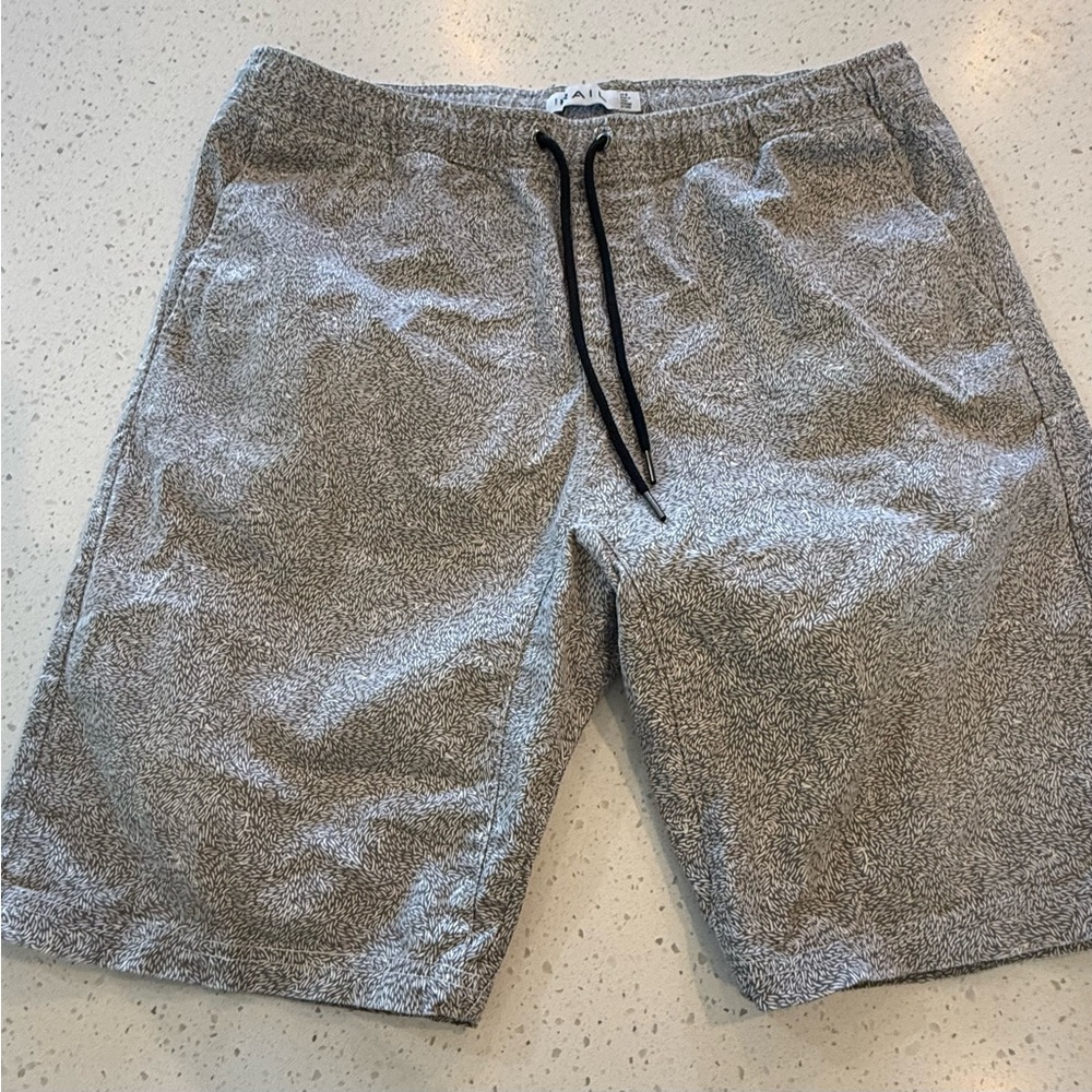 34 Mens The Rail Cotton Casual Shorts Gray White Elastic Waist Pockets Summer Sp